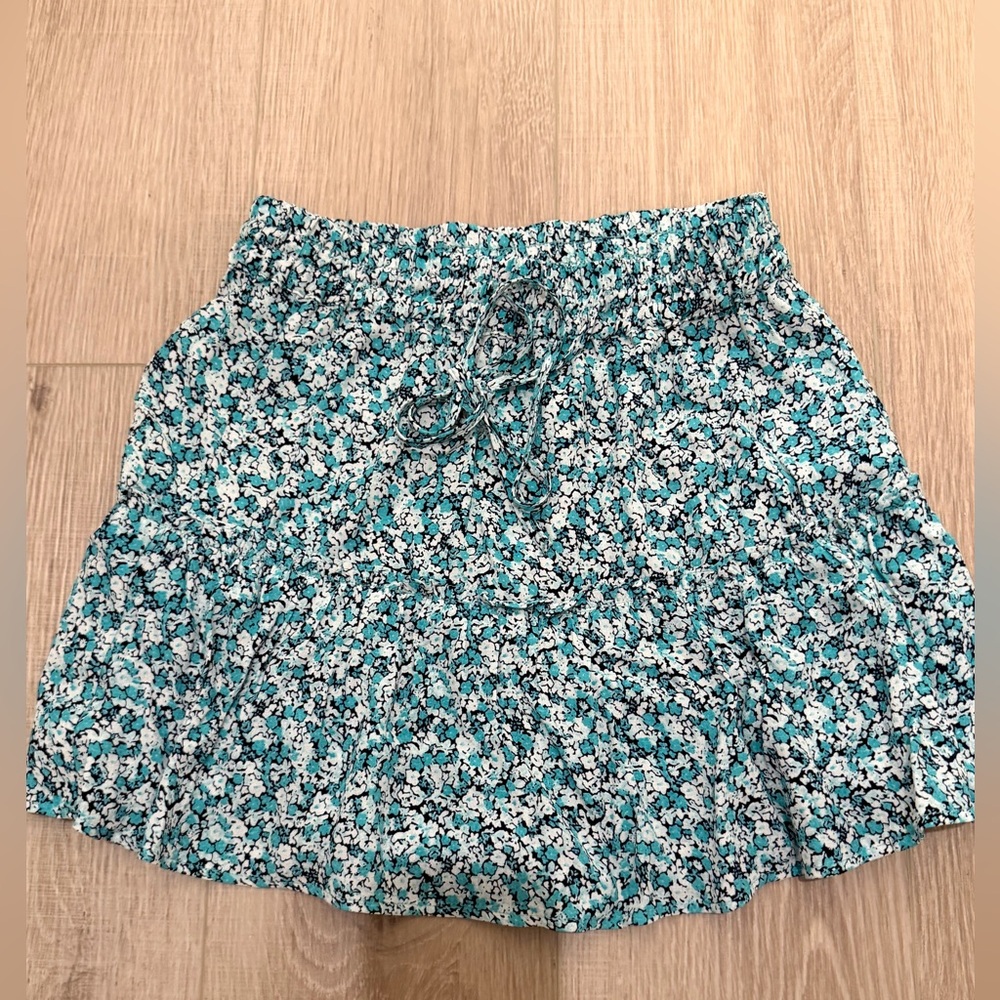 ZARA Womens Green Floral Flare Short Skirt Size XS